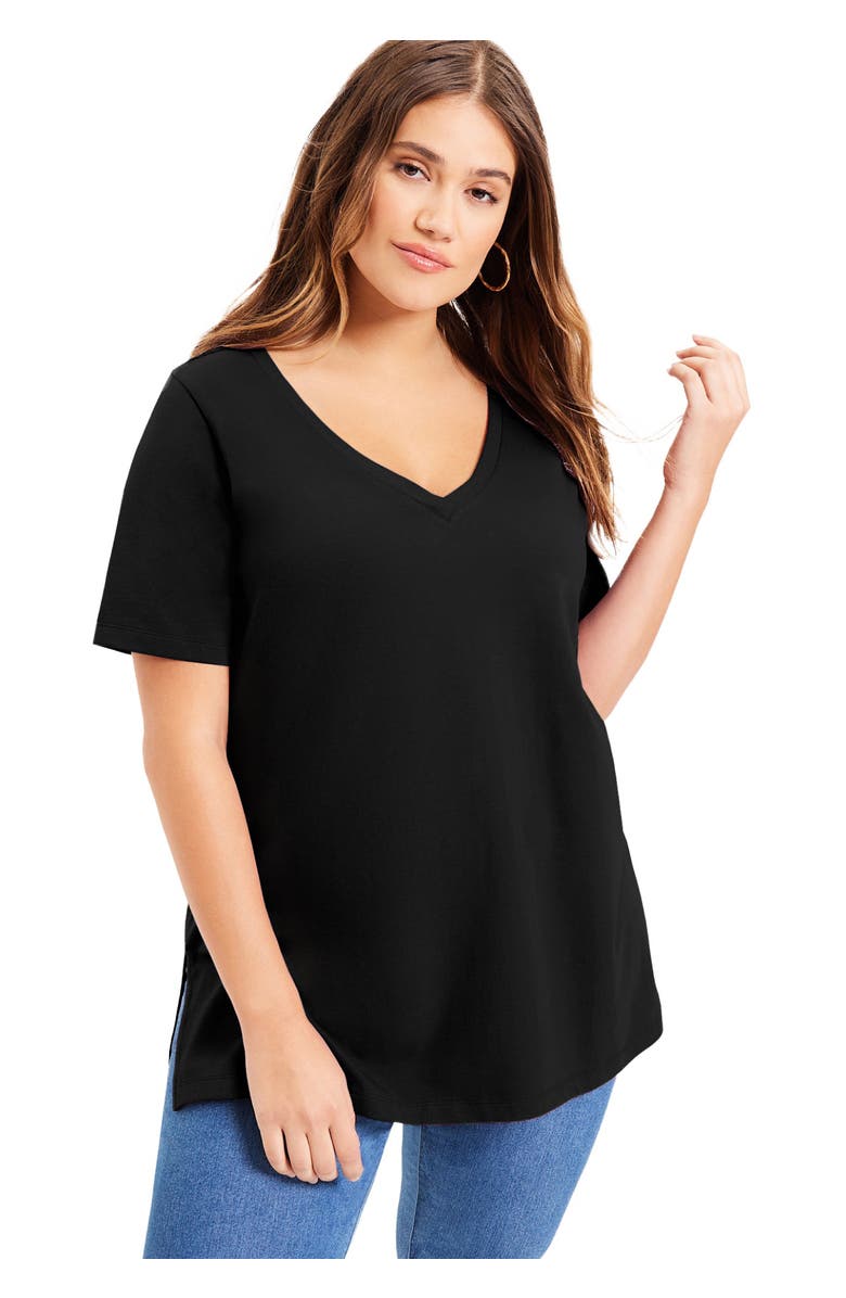 June + Vie Short-Sleeve V-Neck One + Only Tunic, Main, color, Black