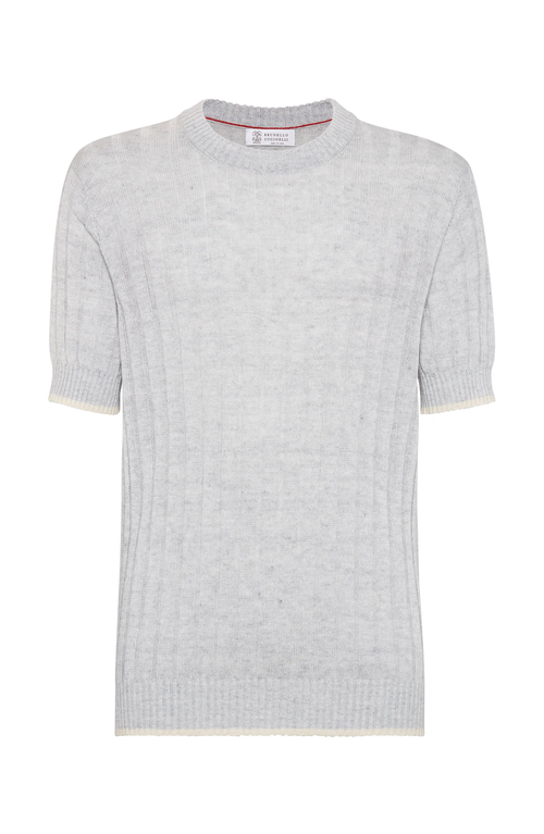 Brunello Cucinelli Double Layer Crewneck T-shirt In Fog