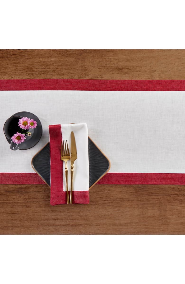 Solino Home Linen Dinner Napkins - Festive Edge, 20" x 20" Inch, Alternate, color, 