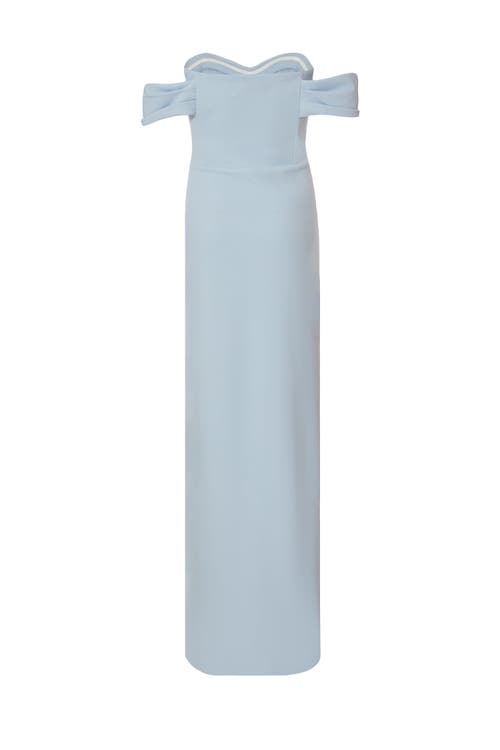 Quiz Corset Detail Scuba Crepe Maxi In Pale Blue
