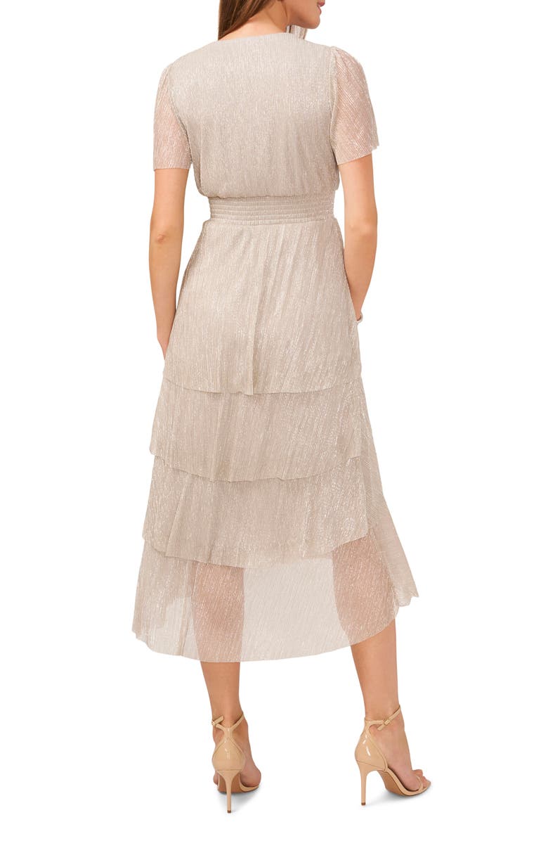 Vince Camuto Ruffled Tiered Midi Dress, Alternate, color, Champagne