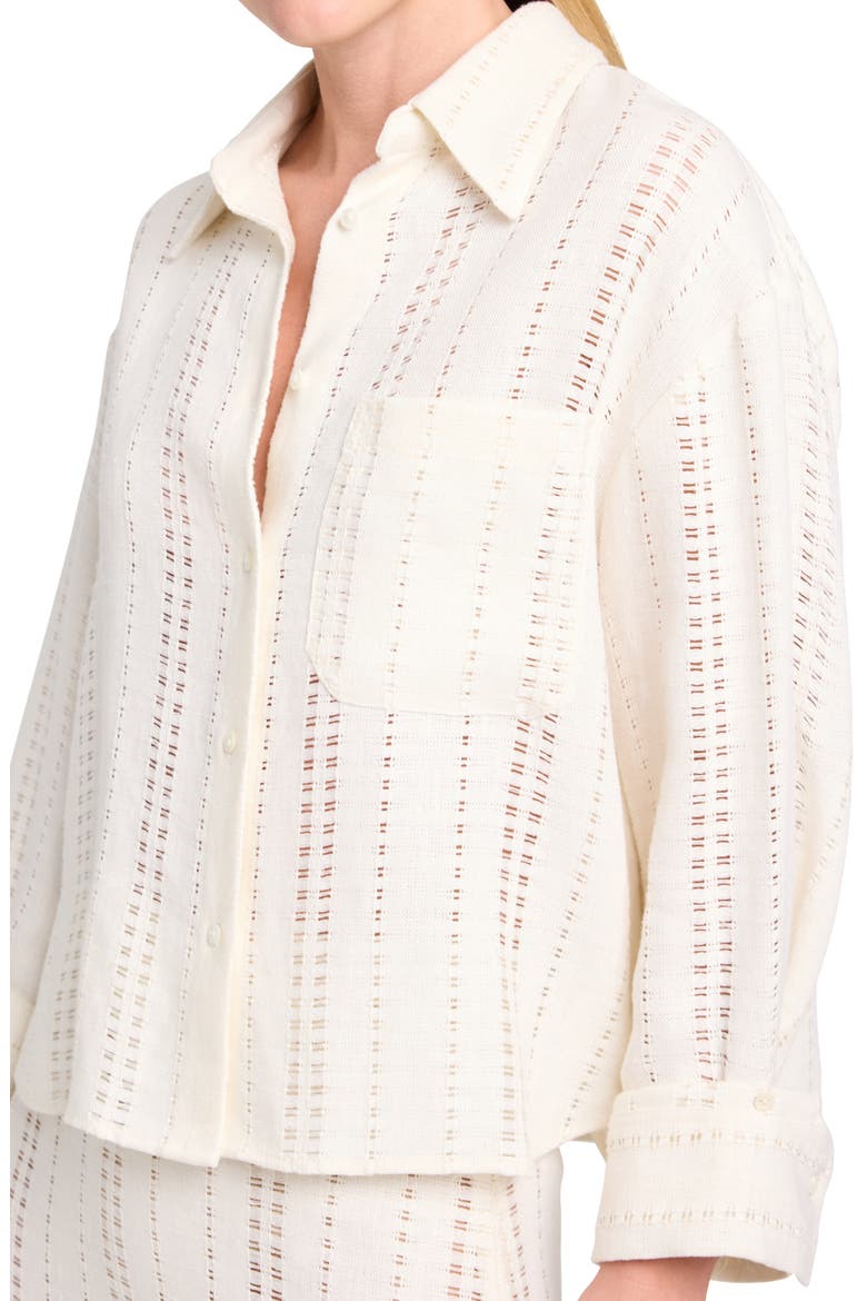 J.D. Open Stitch Linen Button-Up Shirt, Alternate, color, IVORY