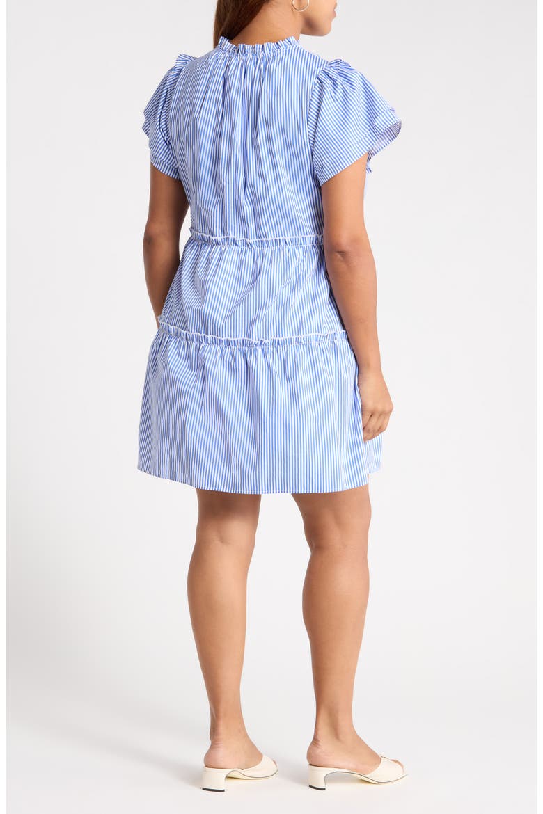 Sherah Tiered Stripe Cotton Dress, Alternate, color, BLUE WHITE STRIPE