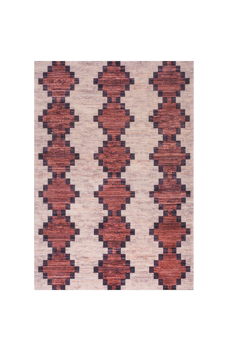 JONATHAN Y Timantii Modern Trellis Kilim Machine-Washable Area Rug, Alternate, color, Red/Ivory