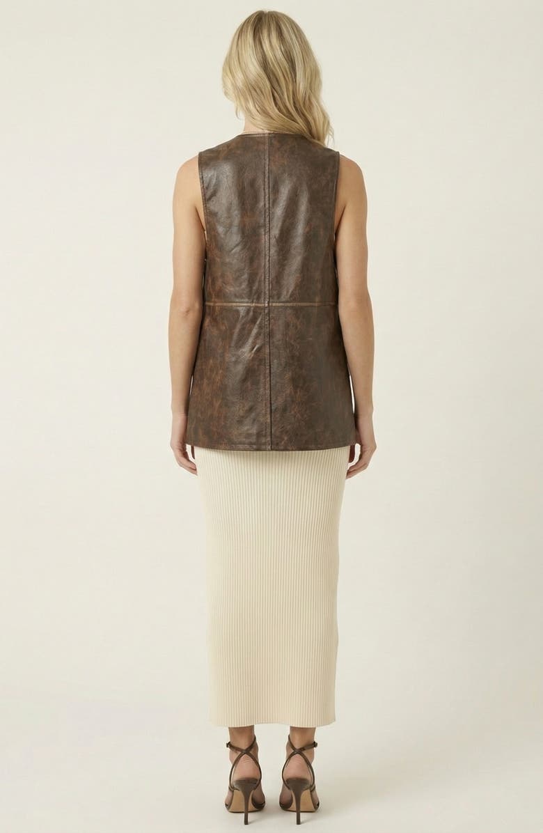 Modenaire Faux Leather Vest with Snap Buttons, Alternate, color, Brown