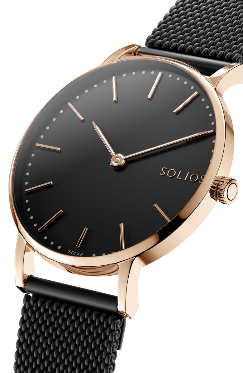Solios Watches The Solar Classic | Black Dial - Rose Gold Case, Alternate, color,