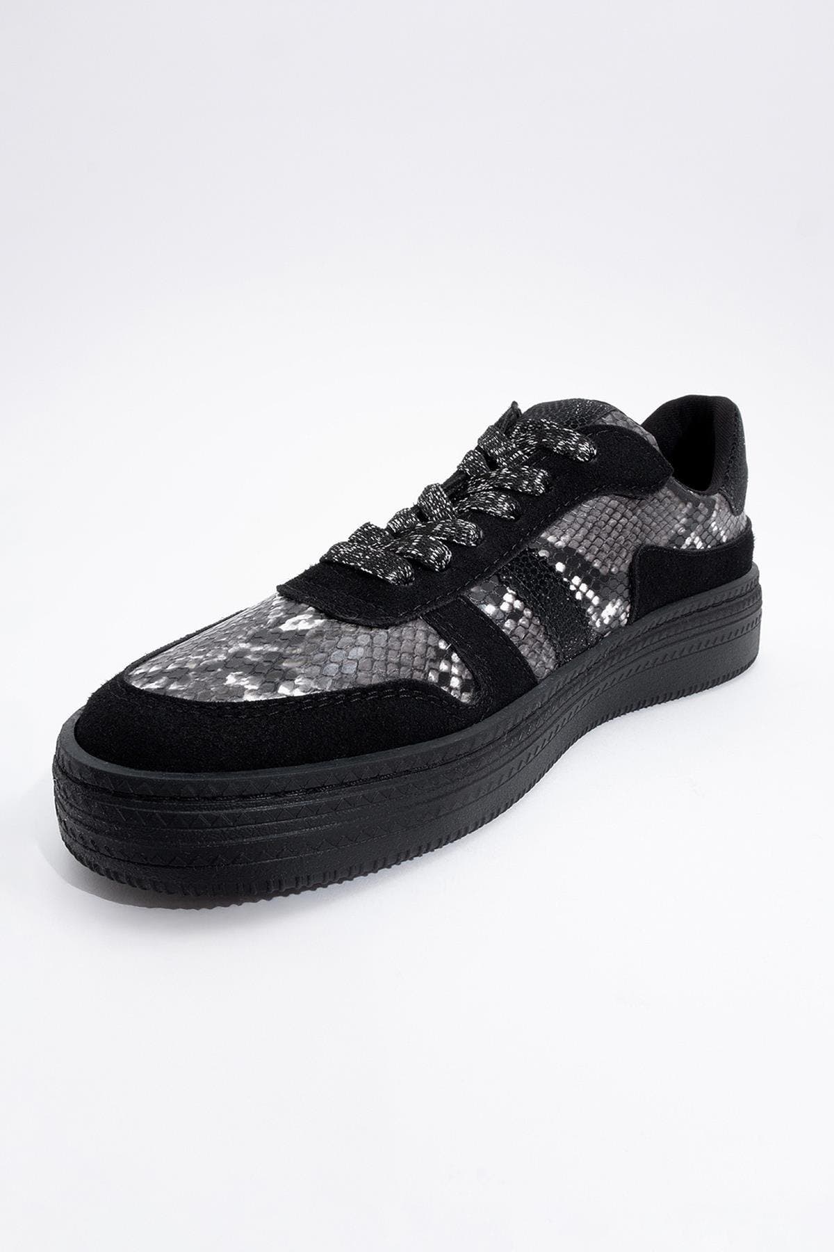 Prologue Shoes Rexie Glitter Sneakers, Alternate, color, Black Print Faux Leather
