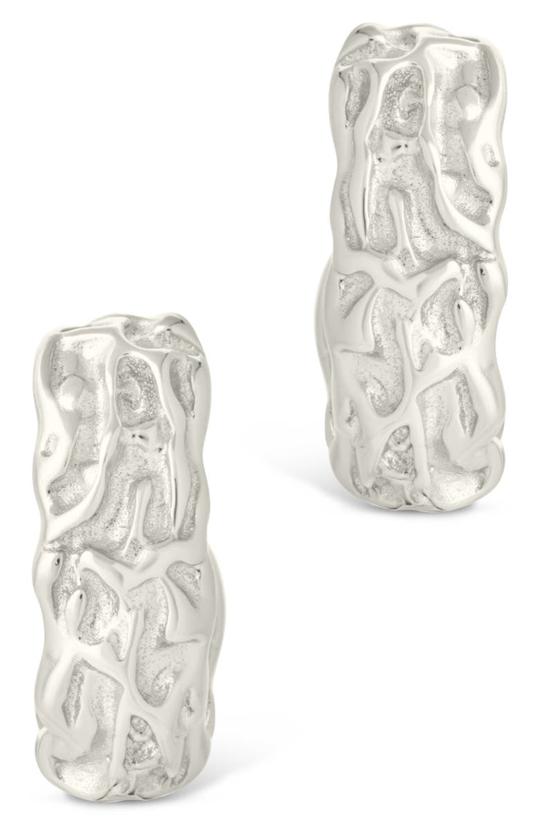 Sterling Forever Muna Ridged Hoop Earrings, Alternate, color, Silver