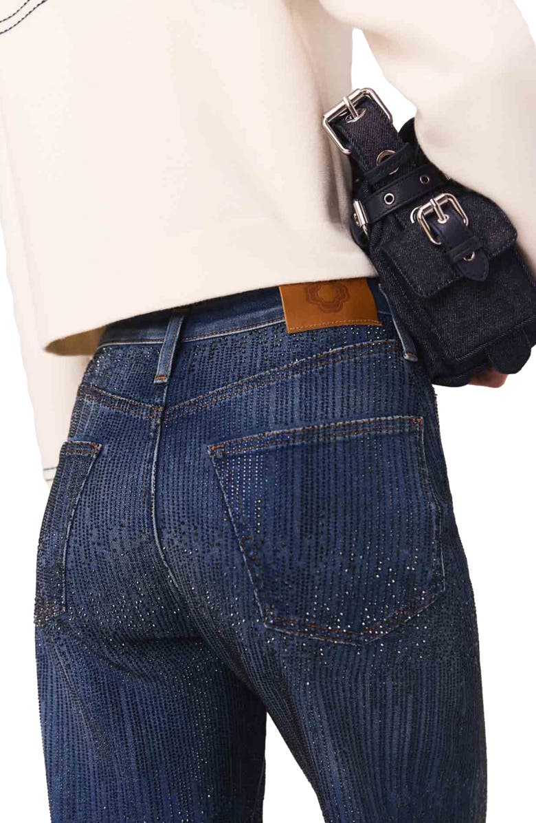 maje Rhinestone jeans, Alternate, color, Blue