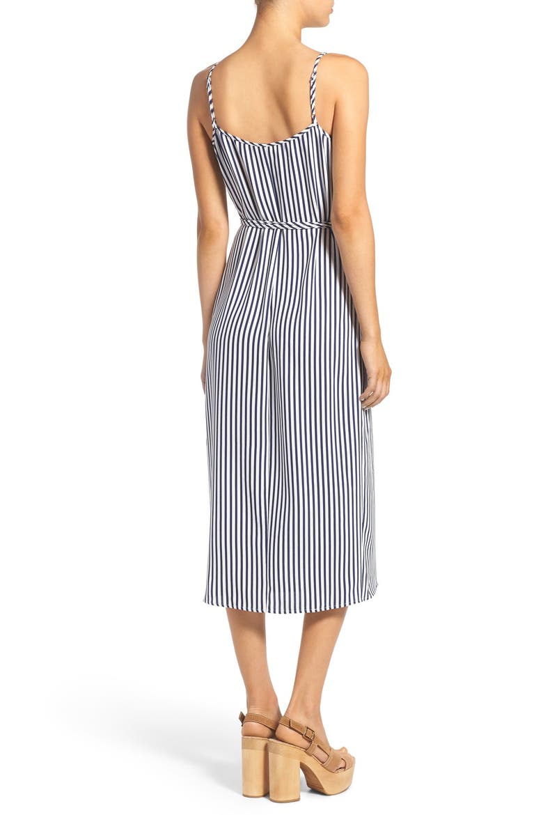 Wrap Midi Dress, Alternate, color, WHITE/ NAVY