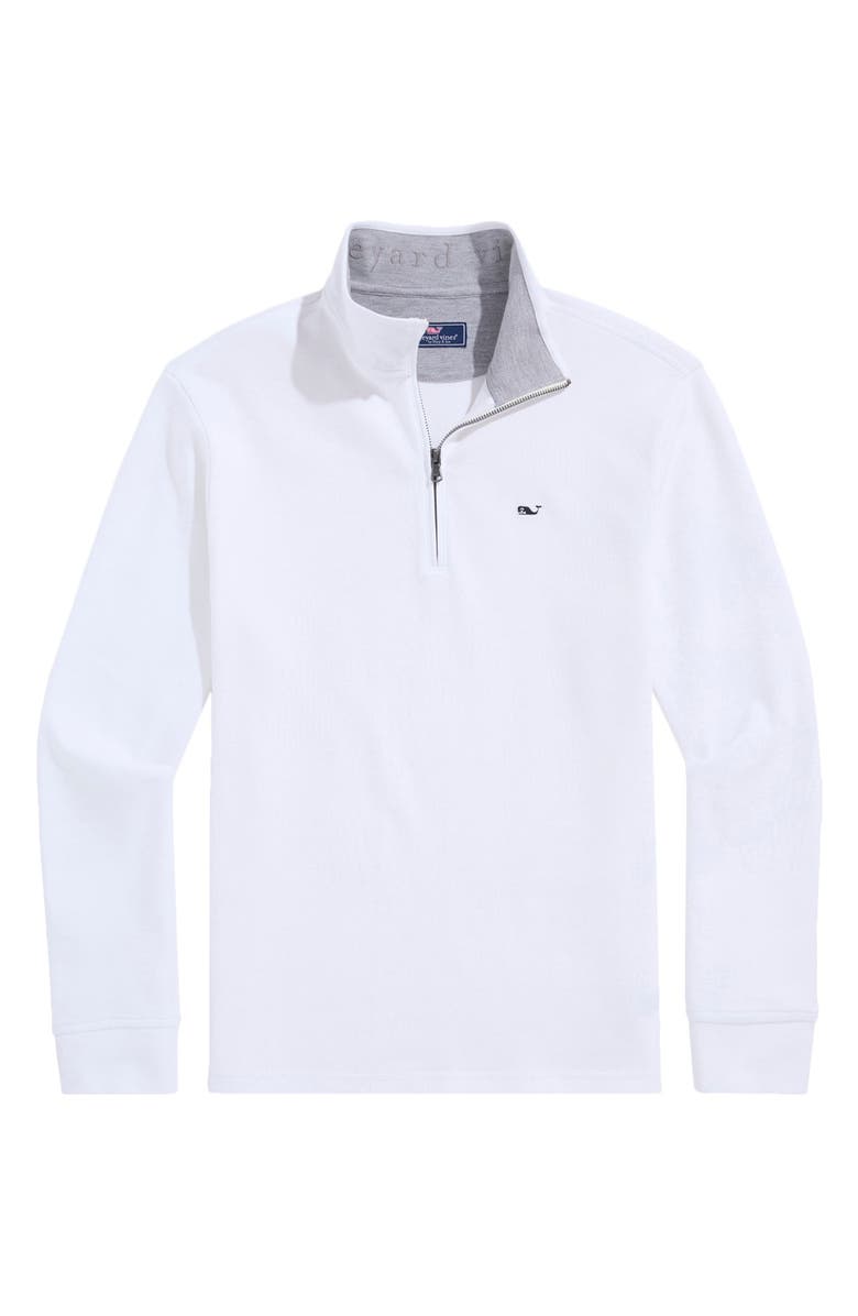 vineyard vines Saltwater Quater Zip Pullover, Main, color, White Cap