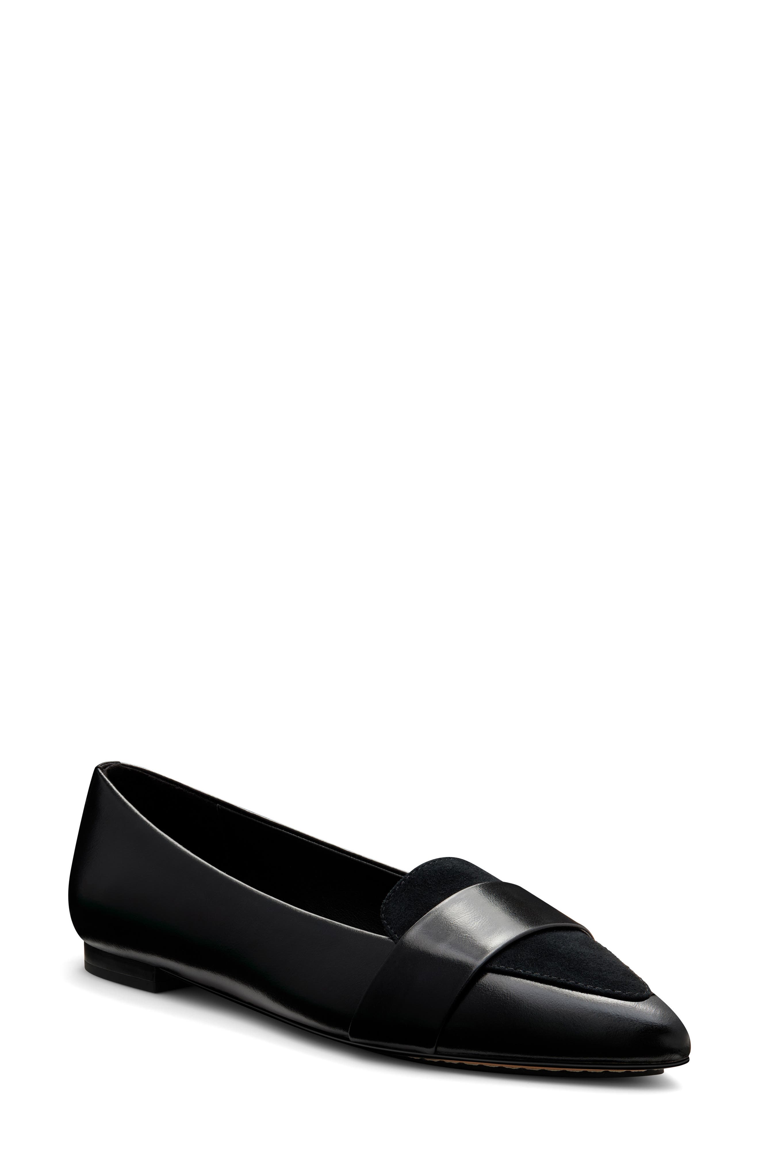 Sparrow Pointed Toe Flat, Main, color, LICORICE LEATHER