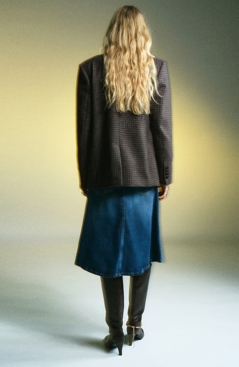 MANGO Check Wool Blend Blazer, Alternate, color, Grey