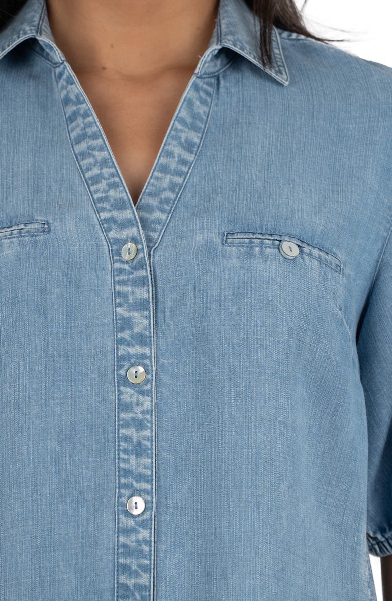 KUT from the Kloth Harriet Puff Sleeve Denim Shirt, Alternate, color, 