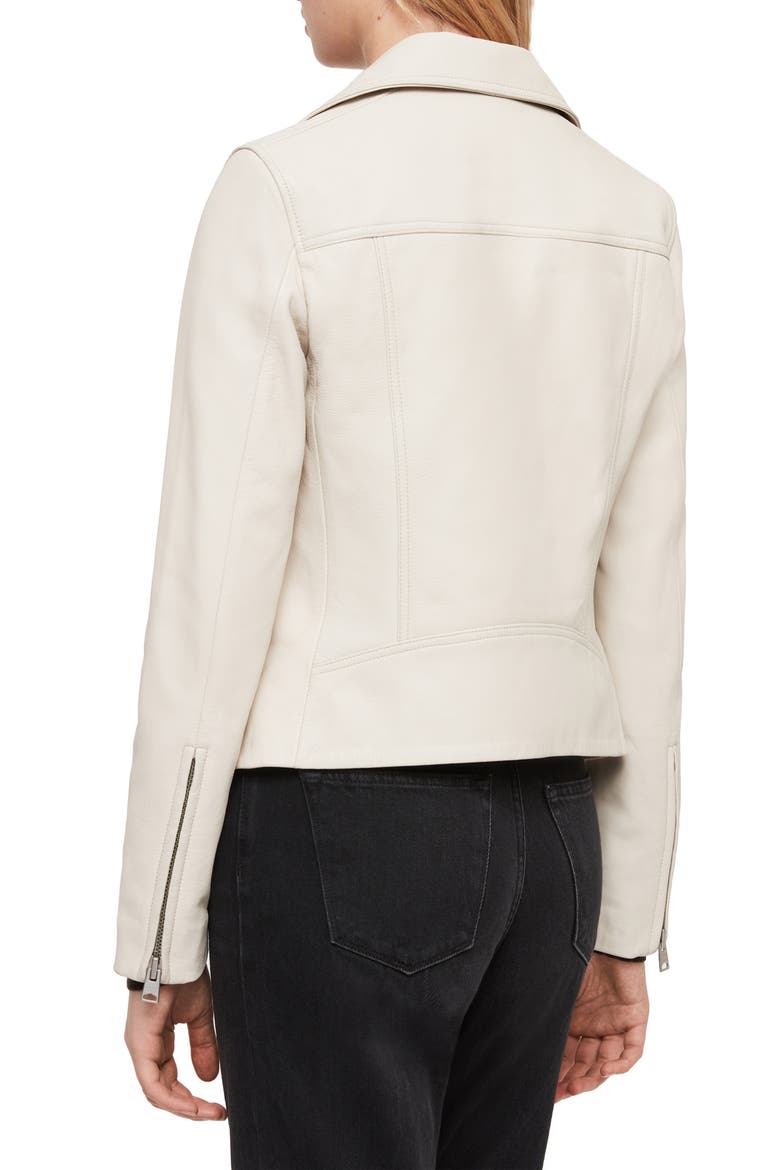 Dalby Leather Biker Jacket, Alternate, color, ARIES WHITE