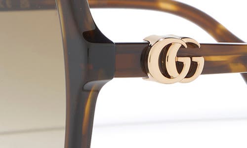 Gucci 56mm Rectangular Sunglasses In Brown