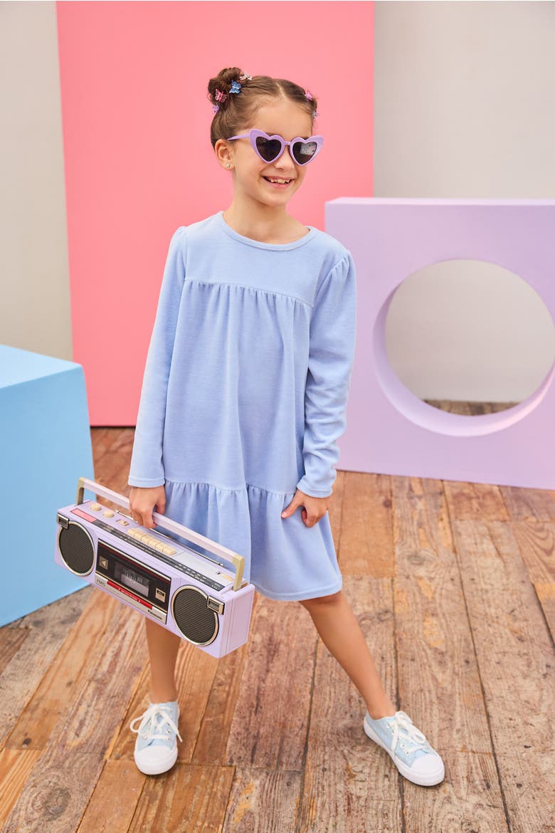 Kids' Velour Lisle Dress, Alternate, color, Periwinkle Velour