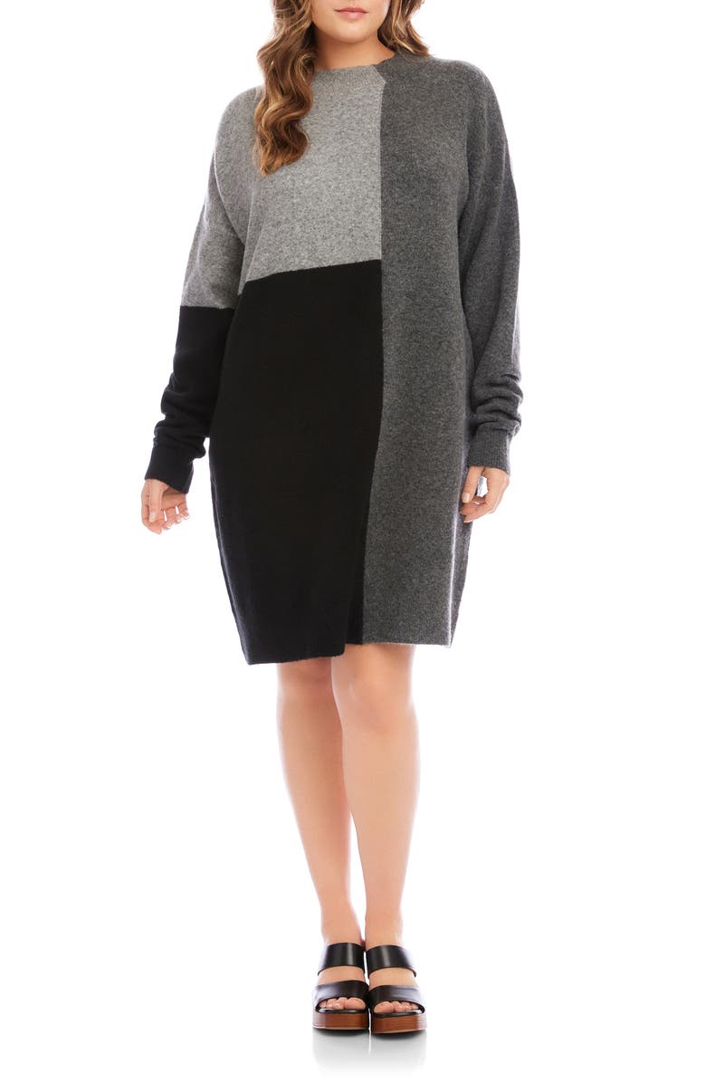 Karen Kane Colorblock Long Sleeve Sweater Dress, Main, color, Multi Color