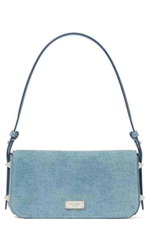 small liv denim suede east/west shoulder bag