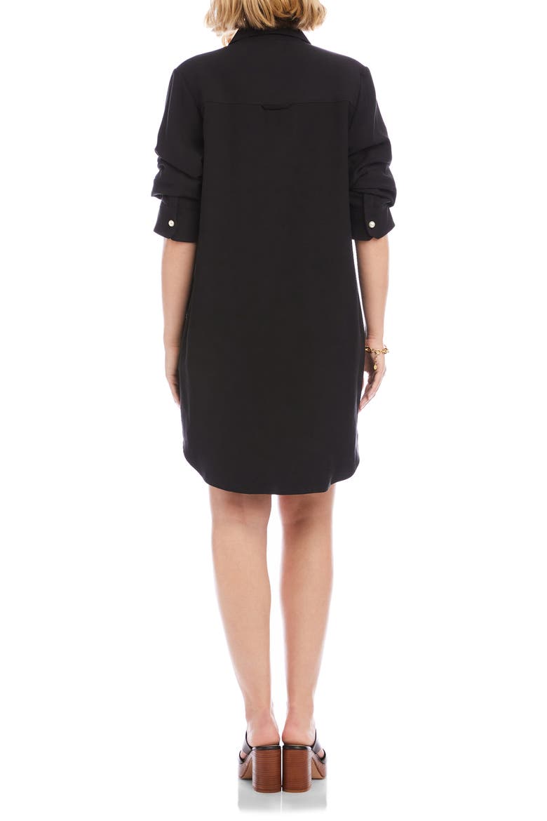 Ruched Sleeve Shirtdress, Alternate, color, BLACK