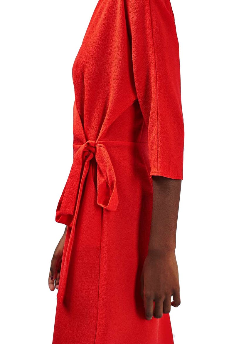 Dolman Sleeve Wrap Midi Dress, Alternate, color, RED