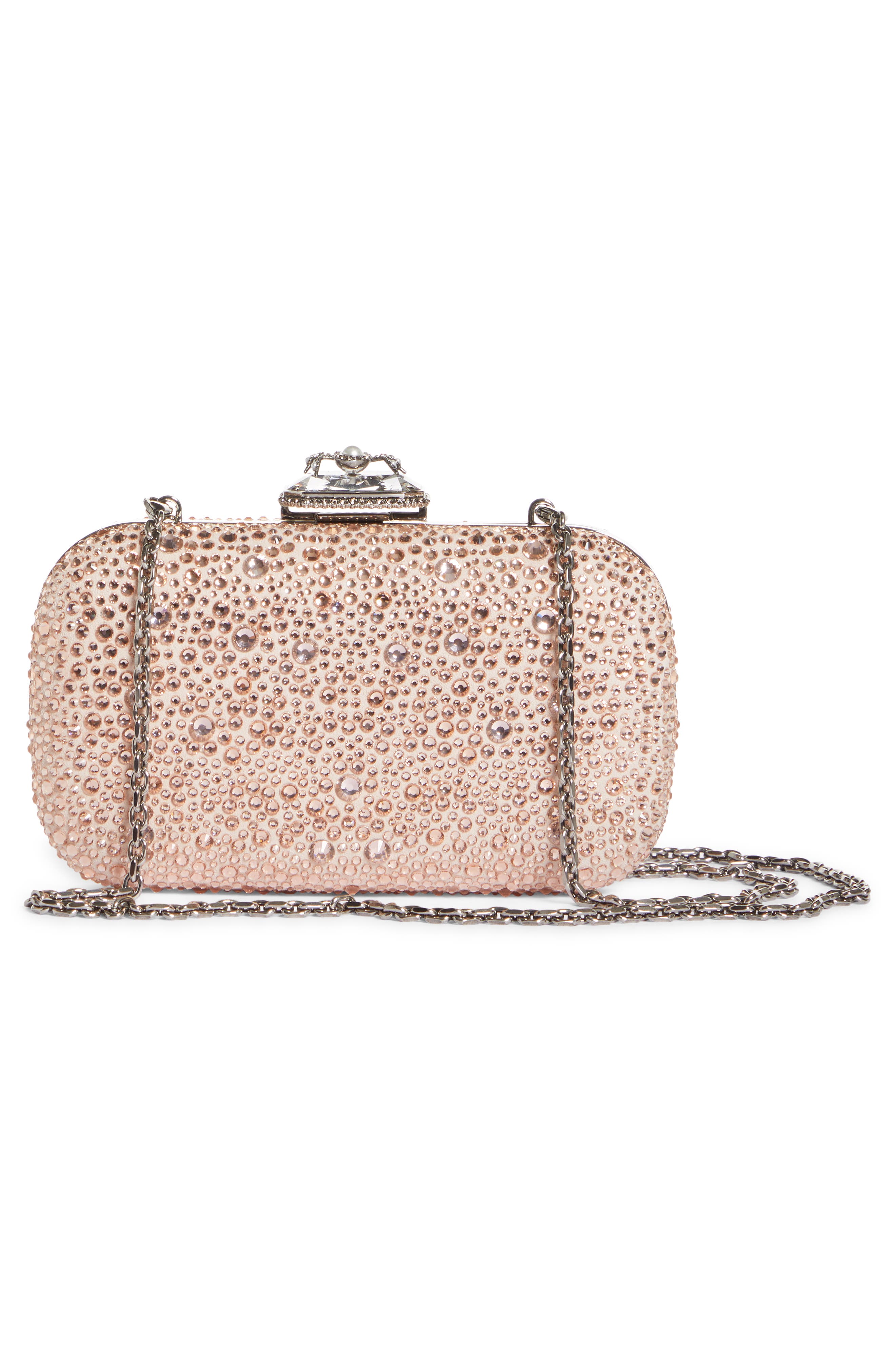 McQueen Alexander McQueen Spider Crystal Embellished Leather Clutch, Alternate, color, 