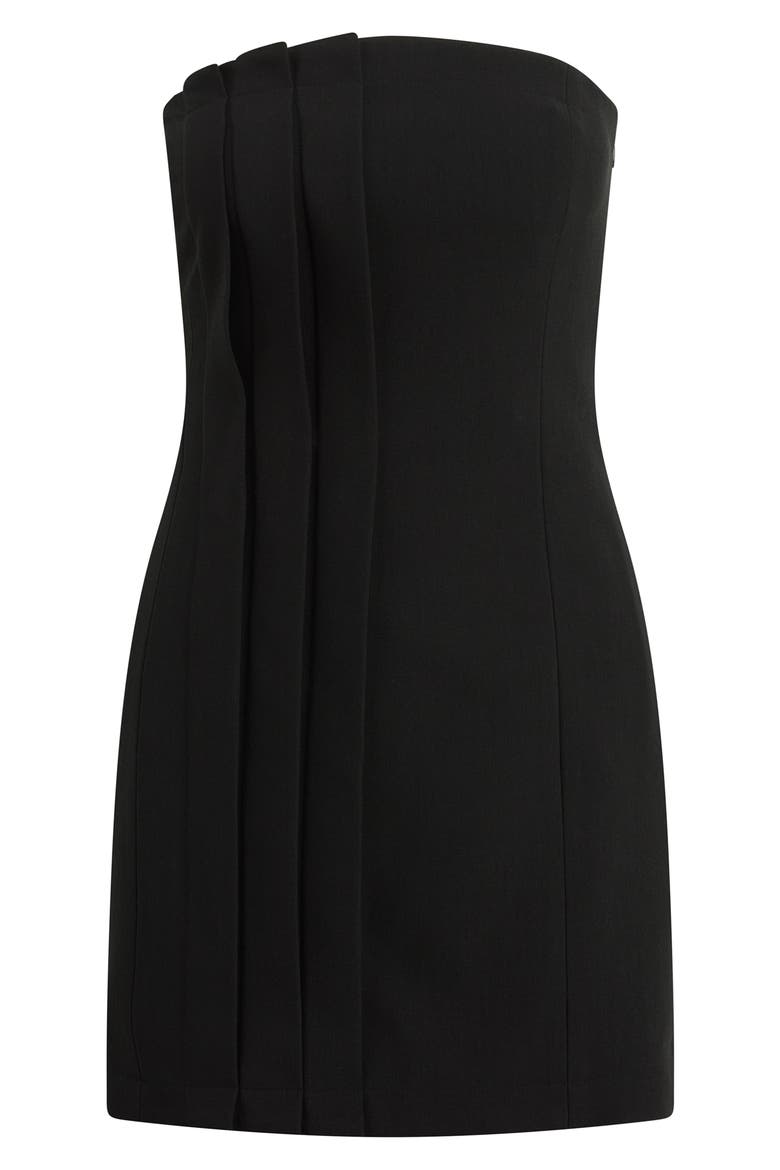 Missed Your Chance Pleated Strapless Minidress, Alternate, color, BLACK