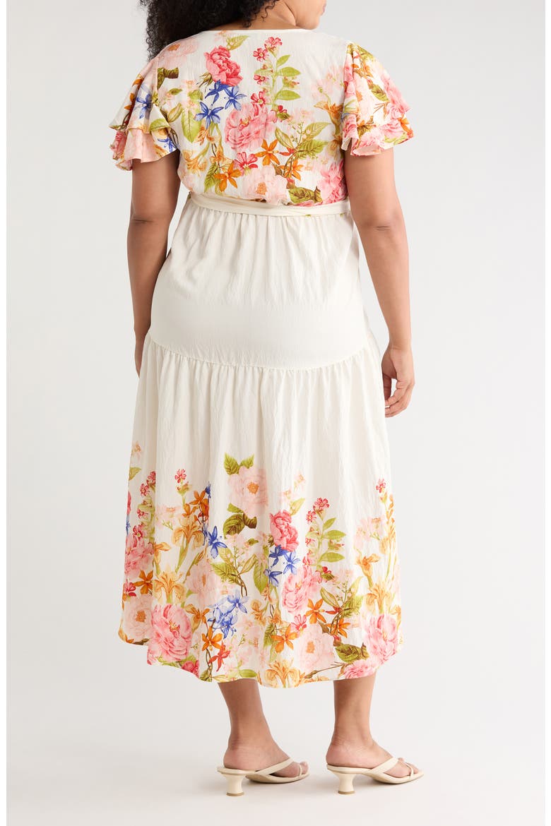 Flutter Sleeve Maxi Dress, Alternate, color, IVORY/ FLORAL MULTI