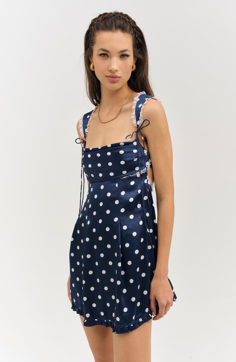 For Love & Lemons Holland Lace Cutout Minidress, Alternate, color, Navy