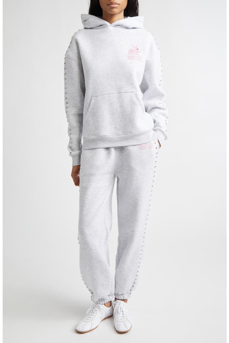 Lucius Terminator Bunny Crystal Embellished Graphic Sweatpants, Alternate, color, HEATHER GREY