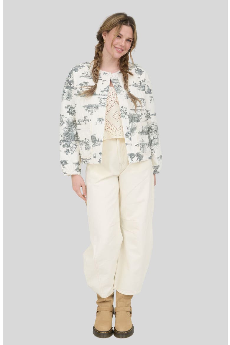 Quilted Printed Cotton Jacket, Alternate, color, SAGE