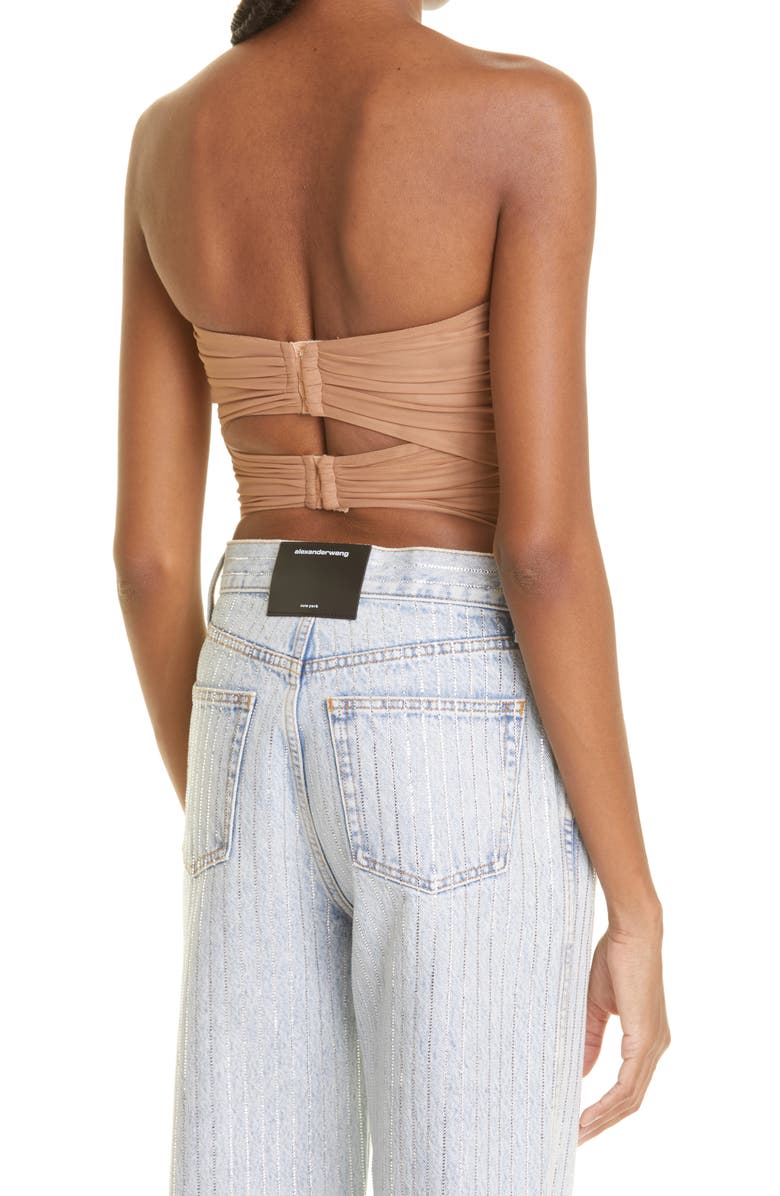 Alexander Wang Cutout Multilayer Ruched Strapless Top, Alternate, color,