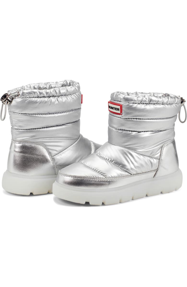 Hunter Kids' Cuddle Lug Sole Insulated Waterproof Snow Boot, Alternate, color, Silver/Silver