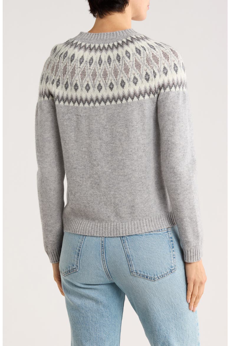 Fair Isle Crewneck Sweater, Alternate, color, GREY