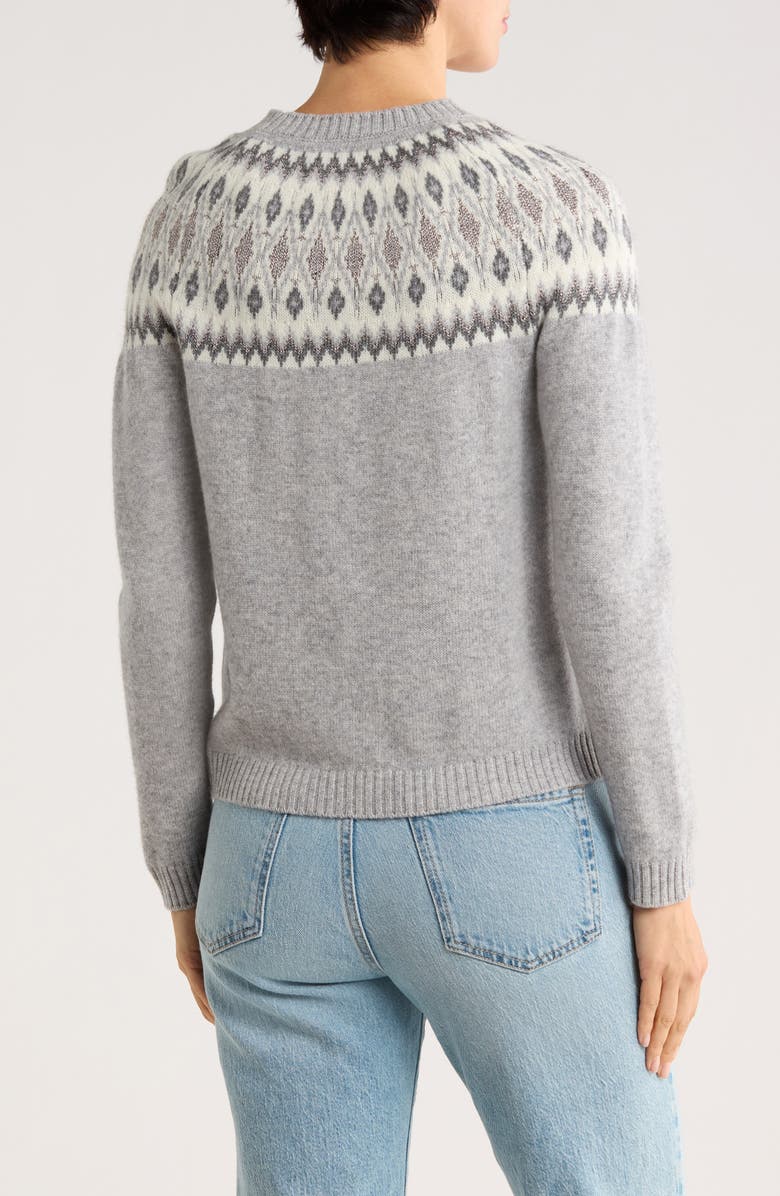 Sofia Cashmere Fair Isle Crewneck Sweater, Alternate, color, Grey