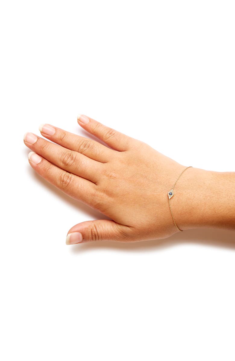 Haus of Brilliance 10K Yellow Gold Blue Sapphire and Diamond Accent Evil Eye Station Link Bracelet, Alternate, color, Yellow