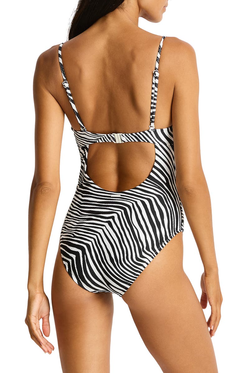 Sea Level Zebralis Balconette One-Piece Swimsuit, Alternate, color, Black