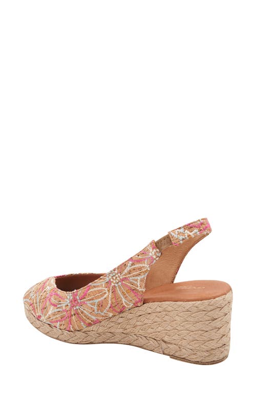 Andre Assous André Assous Audrey Slingback Peep Toe Espadrille Wedge Sandal In Beige/pink Multi Floral