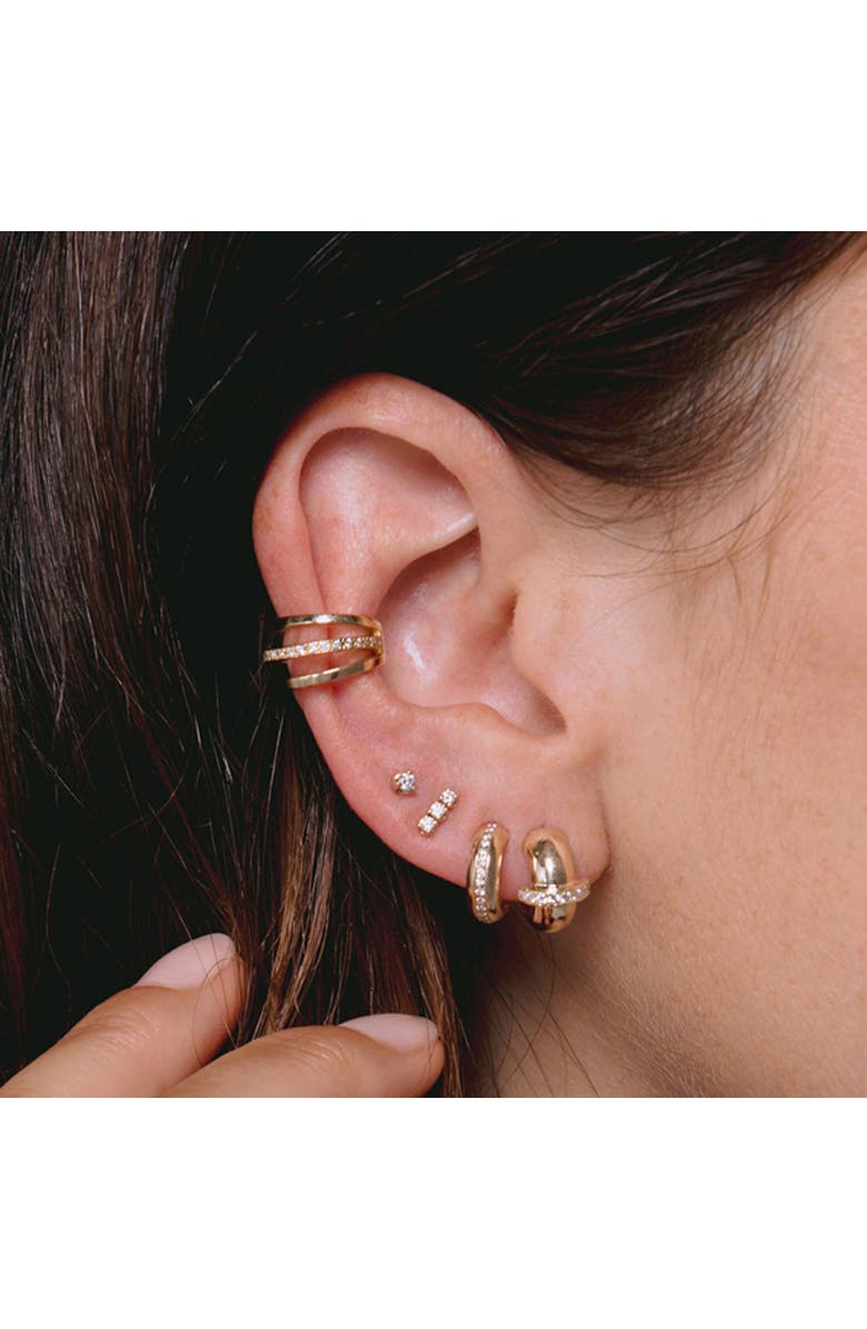 Zoë Chicco 14K Pavé Diamond Huggie Hoop Earrings, Alternate, color, 14K Yg