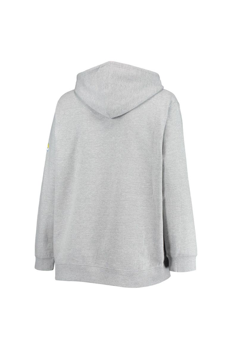 Women's Fanatics Branded Heathered Gray Los Angeles Rams Super Bowl LVI Champions Retro V-Neck Plus Size Pullover Hoodie, Alternate, color, Heather Gray