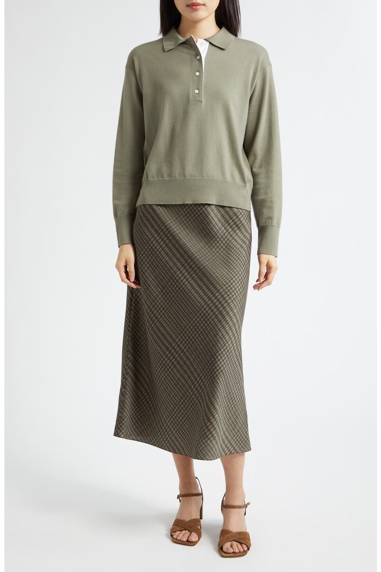 Check Bias Satin Slip Skirt, Alternate, color, ARTICHOKE/ DARK THYME