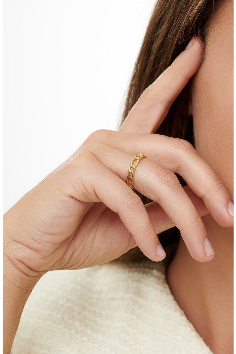 Figaro Link Ring, Alternate, color, GOLD