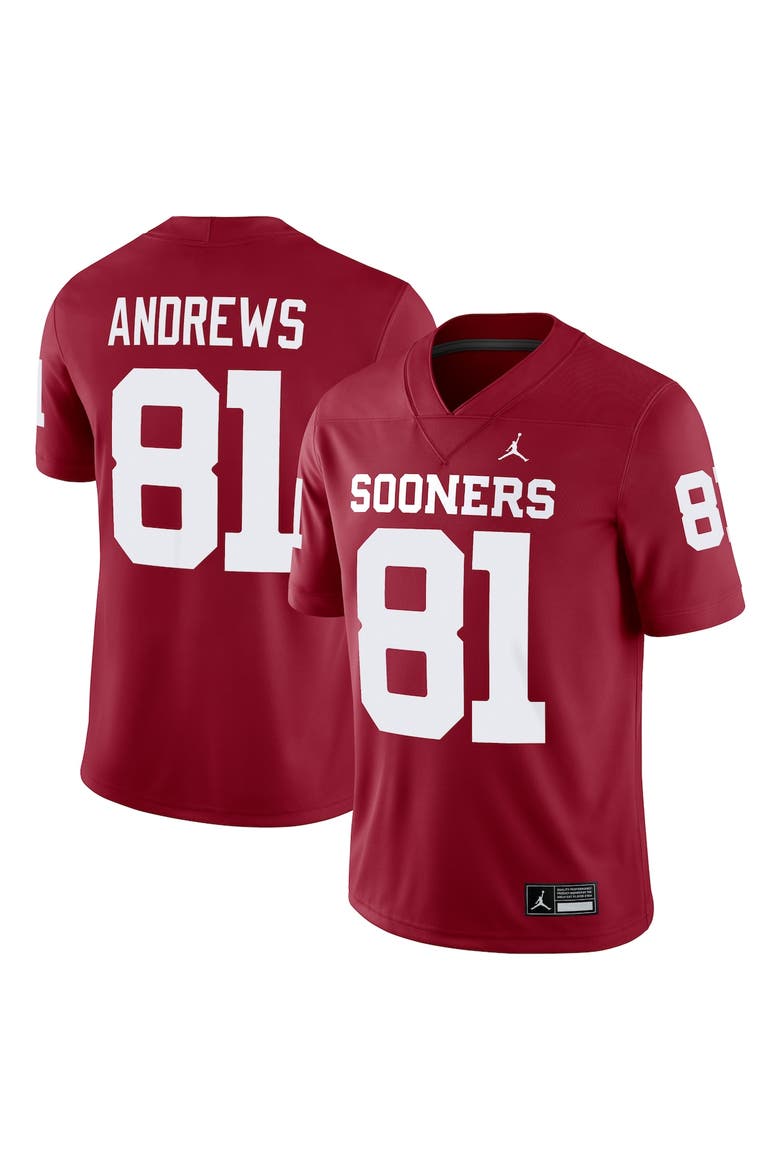 Men's Jordan Brand Mark Andrews Crimson Oklahoma Sooners Alumni Player Game Jersey, Main, color, Crimson