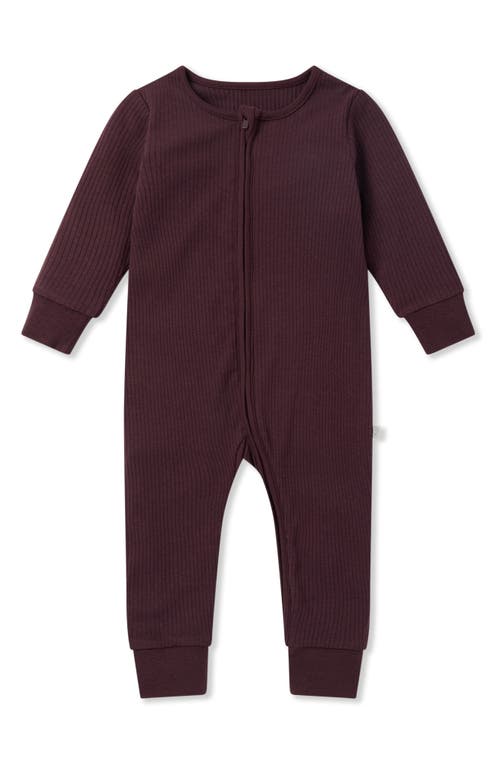 MORI Rib Fitted One-Piece Romper in Berry 