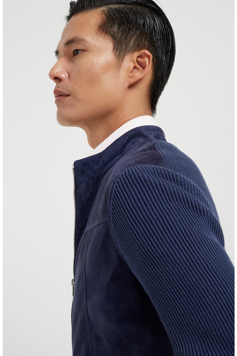Suede bomber jacket, Alternate, color, Night