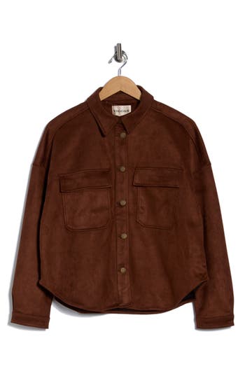 Vigoss Faux Suede Shacket In Brown