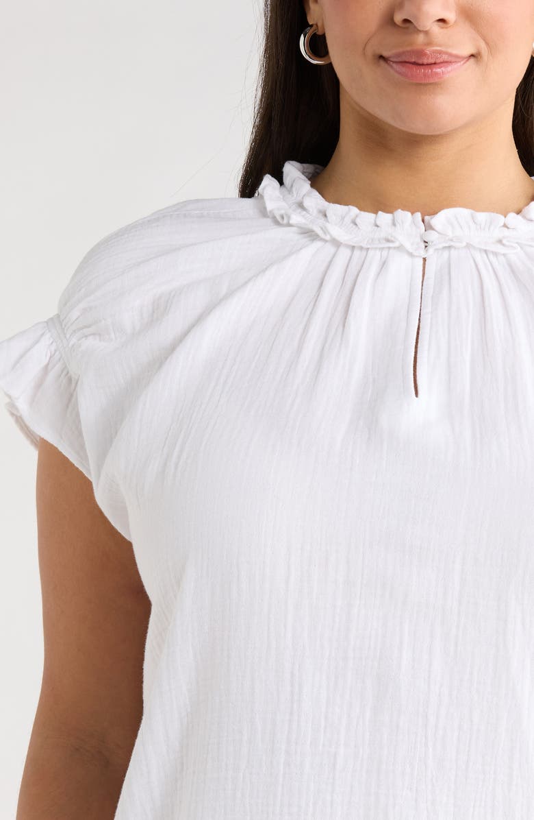 Caslon<sup>®</sup> Ruffle Accent Cotton Gauze Top, Alternate, color, 