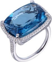 Kahn High Jewelry London Blue Topaz Ring with Diamonds