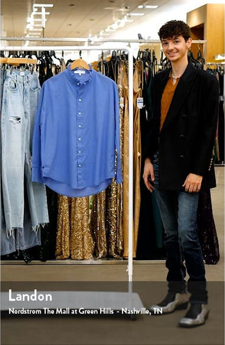 Blake Ruffle Neck Cotton Button-Up Shirt, sales video thumbnail