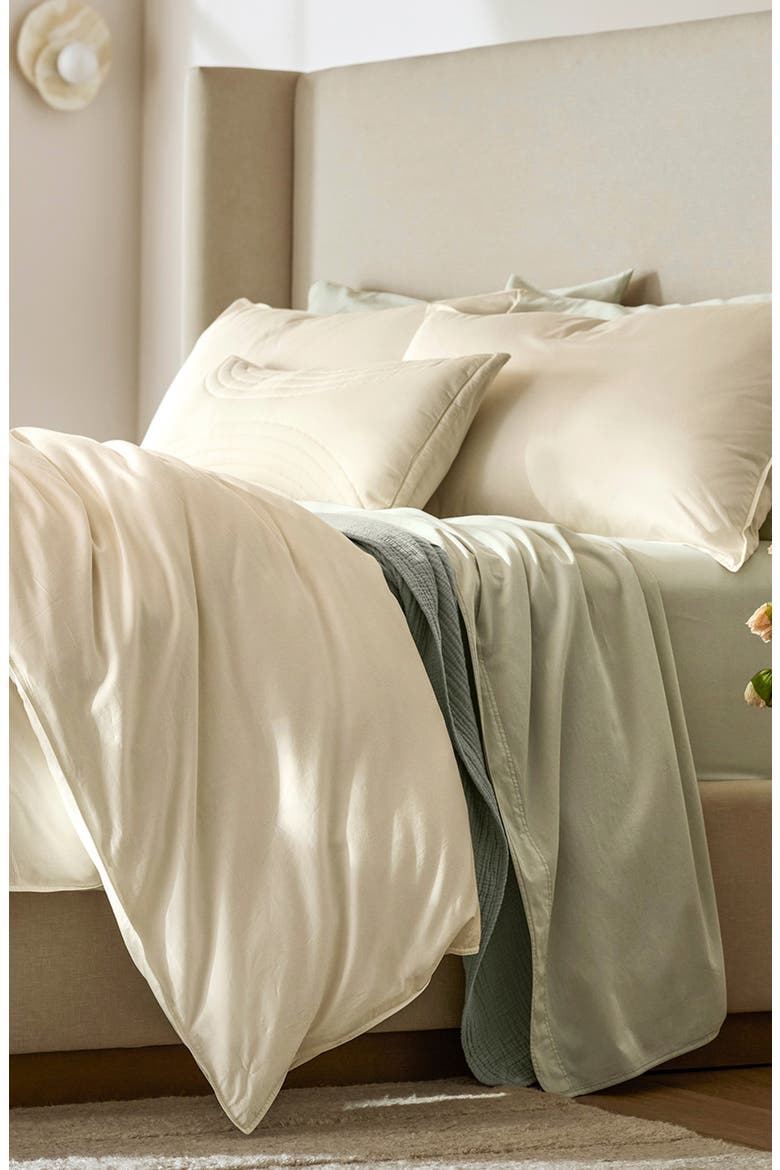 Signature Vintage Washed Organic Cotton Duvet Cover & Shams Set, Alternate, color, VINTAGE CREAM